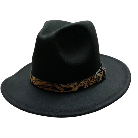 NEW Trendy Anne Klein Hat with Wild Print Decor - Black Hat main image 8